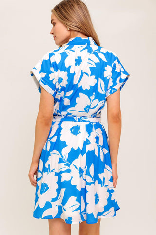 CITRUS CRUSH BLUE WOVEN MINI DRESS - Glamourous Grace