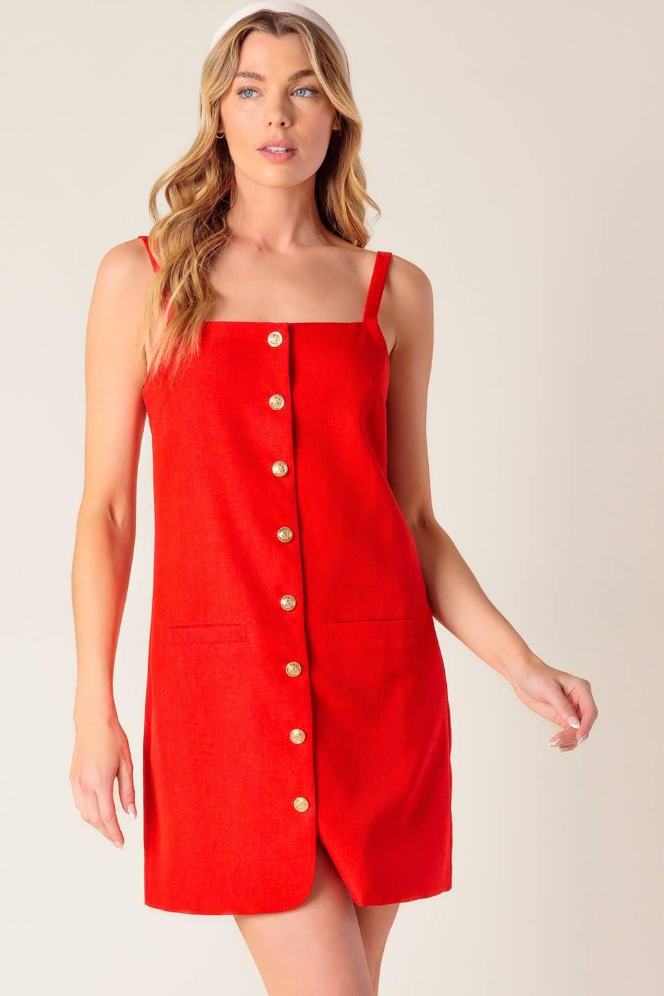 CHASING JOY RED WOVEN MINI DRESS - Glamourous Grace