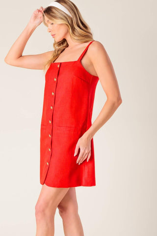 CHASING JOY RED WOVEN MINI DRESS - Glamourous Grace