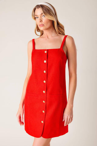 CHASING JOY RED WOVEN MINI DRESS - Glamourous Grace