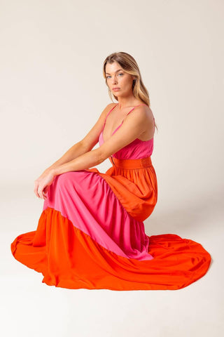 REGAL RISE WOVEN COLOR BLOCKED MAXI DRESS - Glamourous Grace