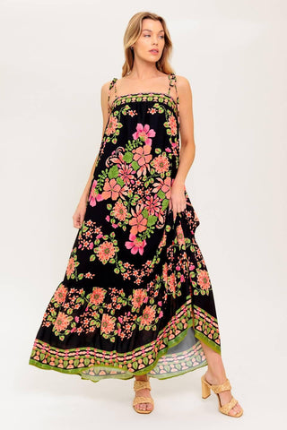 SUMMER GLOW BLACK WOVEN MAXI DRESS - Glamourous Grace