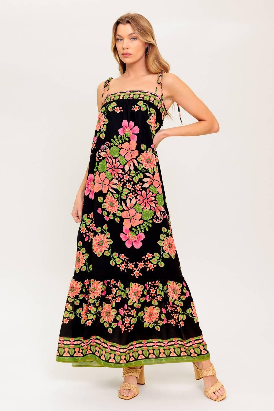 SUMMER GLOW BLACK WOVEN MAXI DRESS - Glamourous Grace