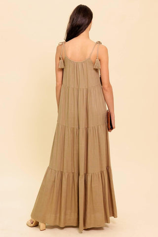 WORLD OF POSSIBLILITIES TAUPE WOVEN MAXI DRESS - Glamourous Grace