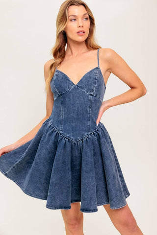 FOREVER FREE DENIM MINI DRESS - Glamourous Grace