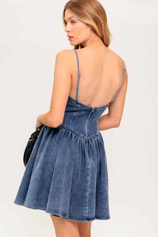 FOREVER FREE DENIM MINI DRESS - Glamourous Grace