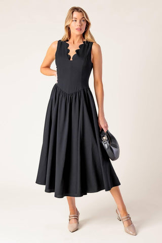 FOR THE RECORD BLACK WOVEN MIDI DRESS - Glamourous Grace