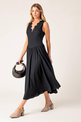 FOR THE RECORD BLACK WOVEN MIDI DRESS - Glamourous Grace