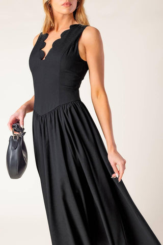 FOR THE RECORD BLACK WOVEN MIDI DRESS - Glamourous Grace