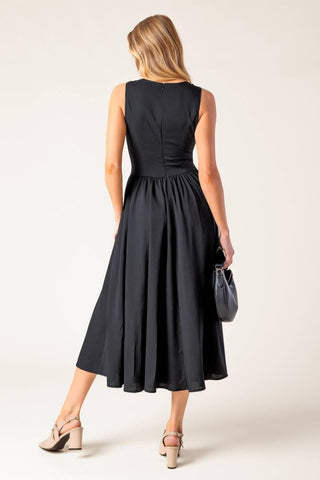 FOR THE RECORD BLACK WOVEN MIDI DRESS - Glamourous Grace