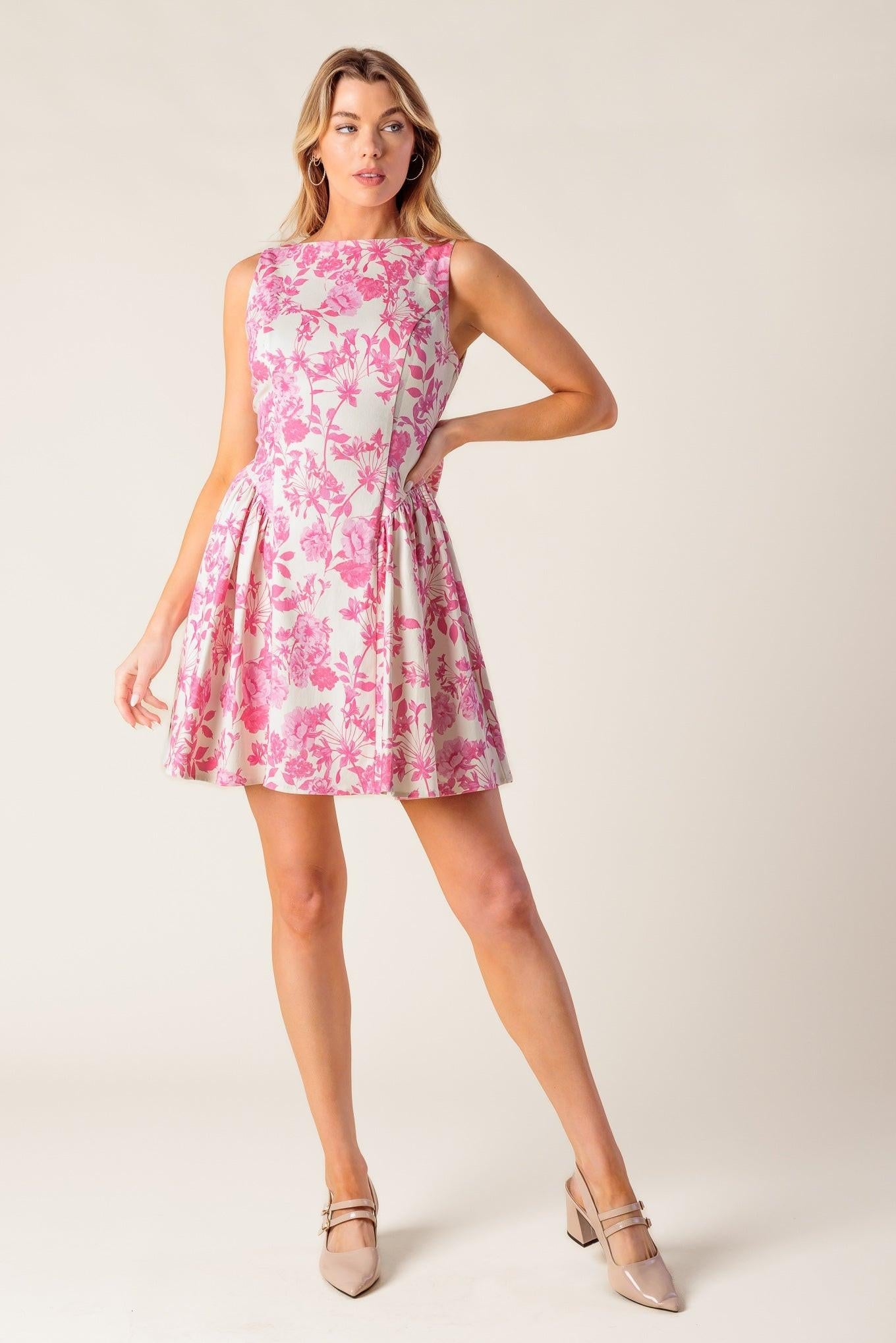 ADVENTURE ISLAND PINK WOVEN MINI DRESS - Glamourous Grace