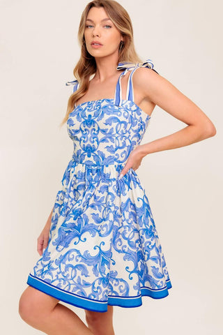 FLORENCE DAYS FLORAL BLUE WOVEN MINI DRESS - Glamourous Grace