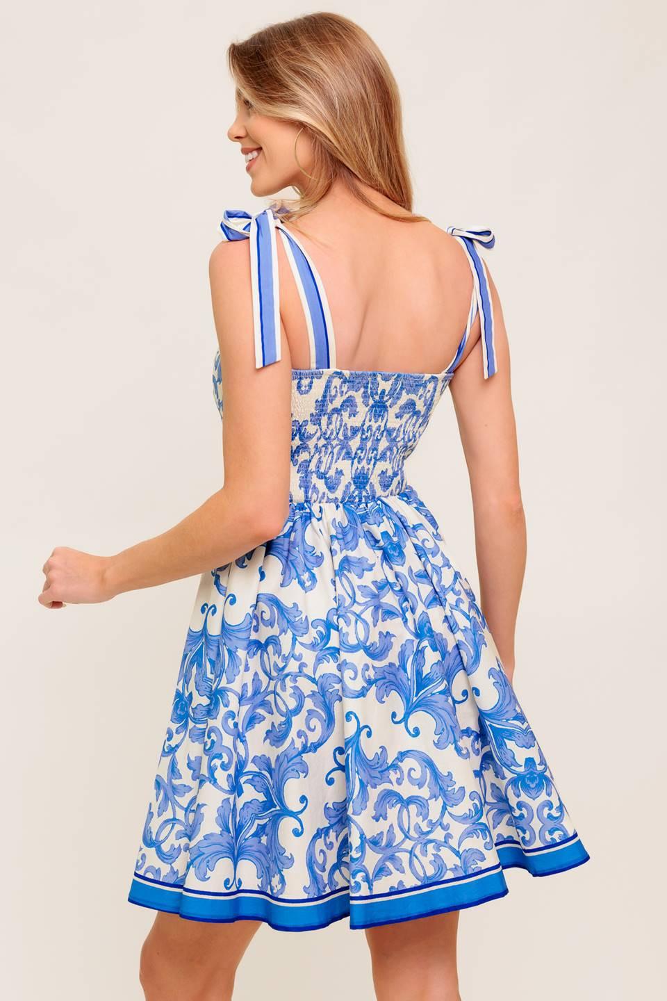 FLORENCE DAYS FLORAL BLUE WOVEN MINI DRESS - Glamourous Grace