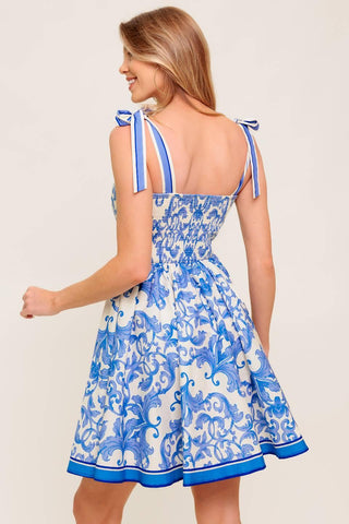 FLORENCE DAYS FLORAL BLUE WOVEN MINI DRESS - Glamourous Grace