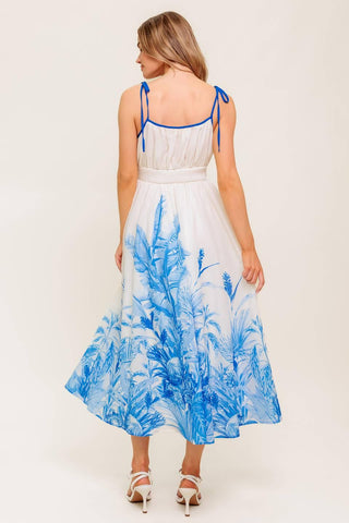 GARDEN BREEZE BLUE WOVEN MIDI DRESS - Glamourous Grace