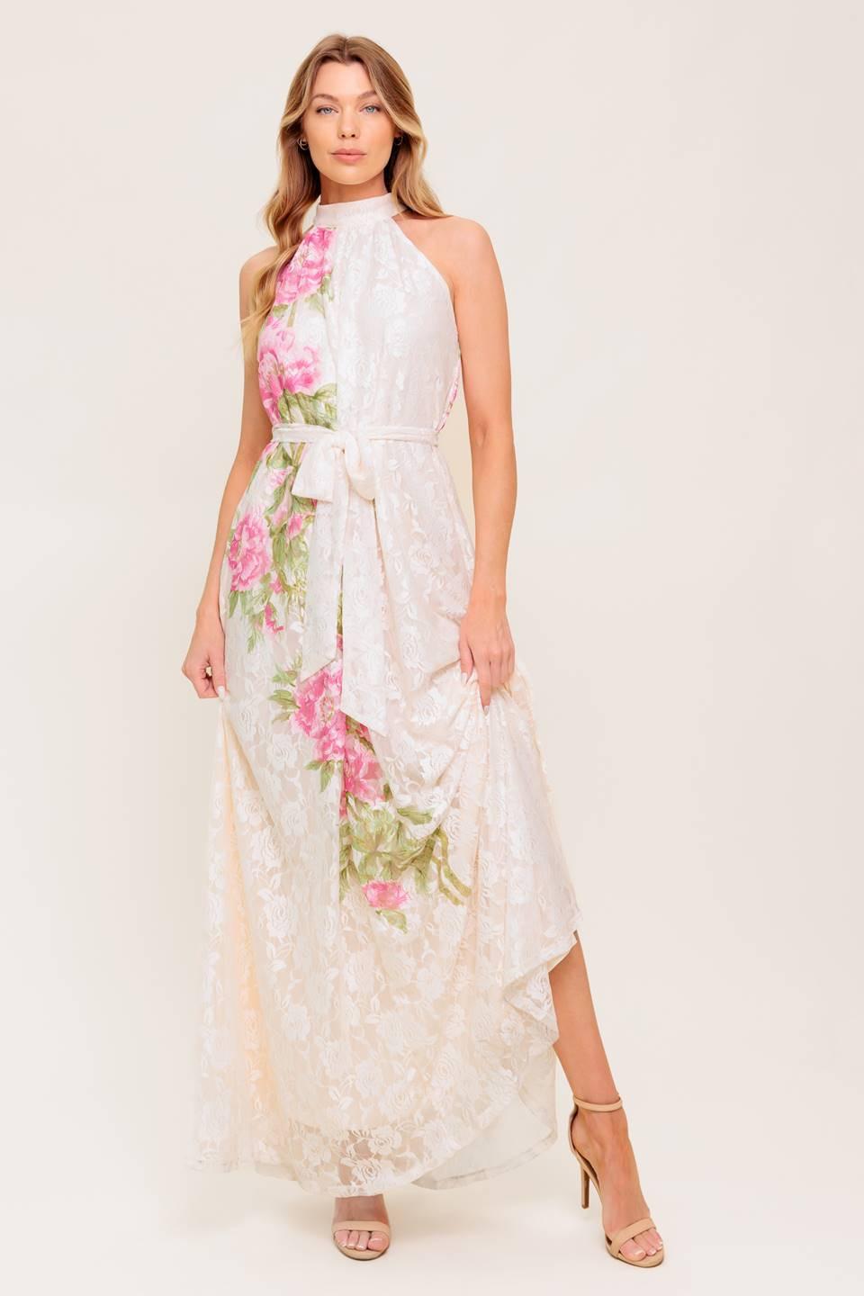 BOTANICAL DREAM WOVEN LACE MAXI DRESS - Glamourous Grace