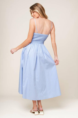 SUMMER INVITE PASTEL BLUE WOVEN MIDI DRESS - Glamourous Grace