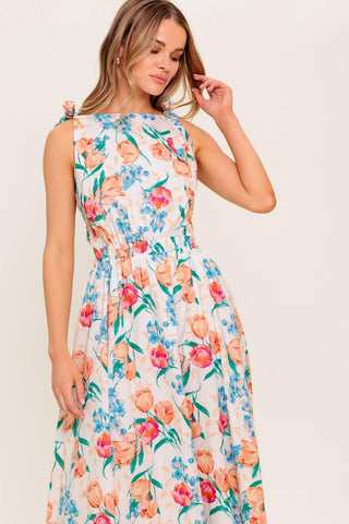 WHISPERING FLORA WOVEN MIDI DRESS - Glamourous Grace