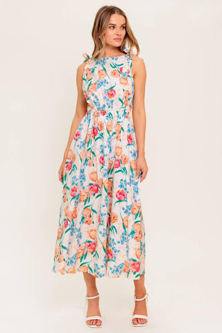 WHISPERING FLORA WOVEN MIDI DRESS - Glamourous Grace