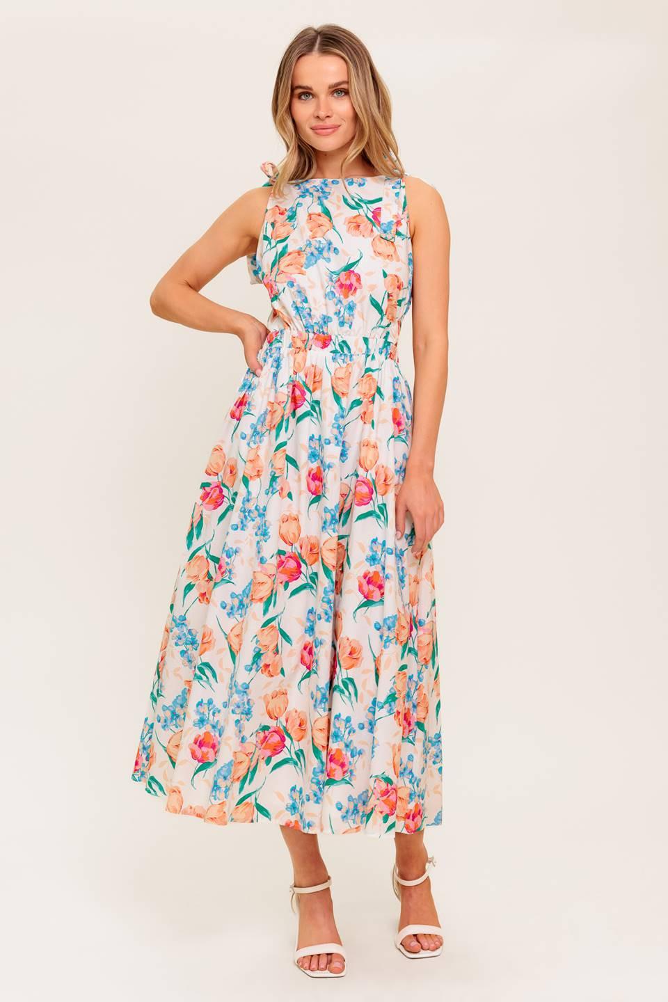 WHISPERING FLORA WOVEN MIDI DRESS - Glamourous Grace