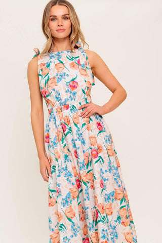 WHISPERING FLORA WOVEN MIDI DRESS - Glamourous Grace