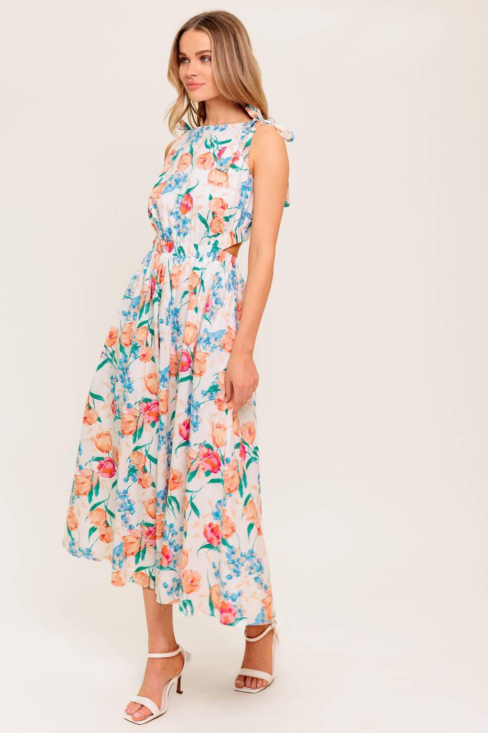 WHISPERING FLORA WOVEN MIDI DRESS - Glamourous Grace