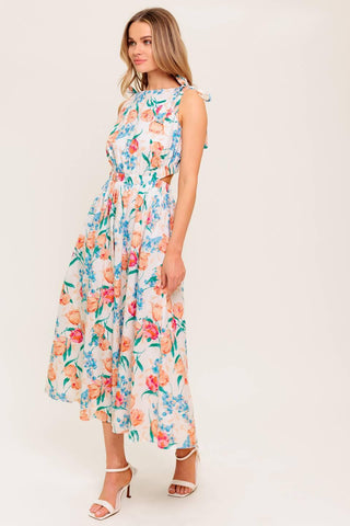 WHISPERING FLORA WOVEN MIDI DRESS - Glamourous Grace