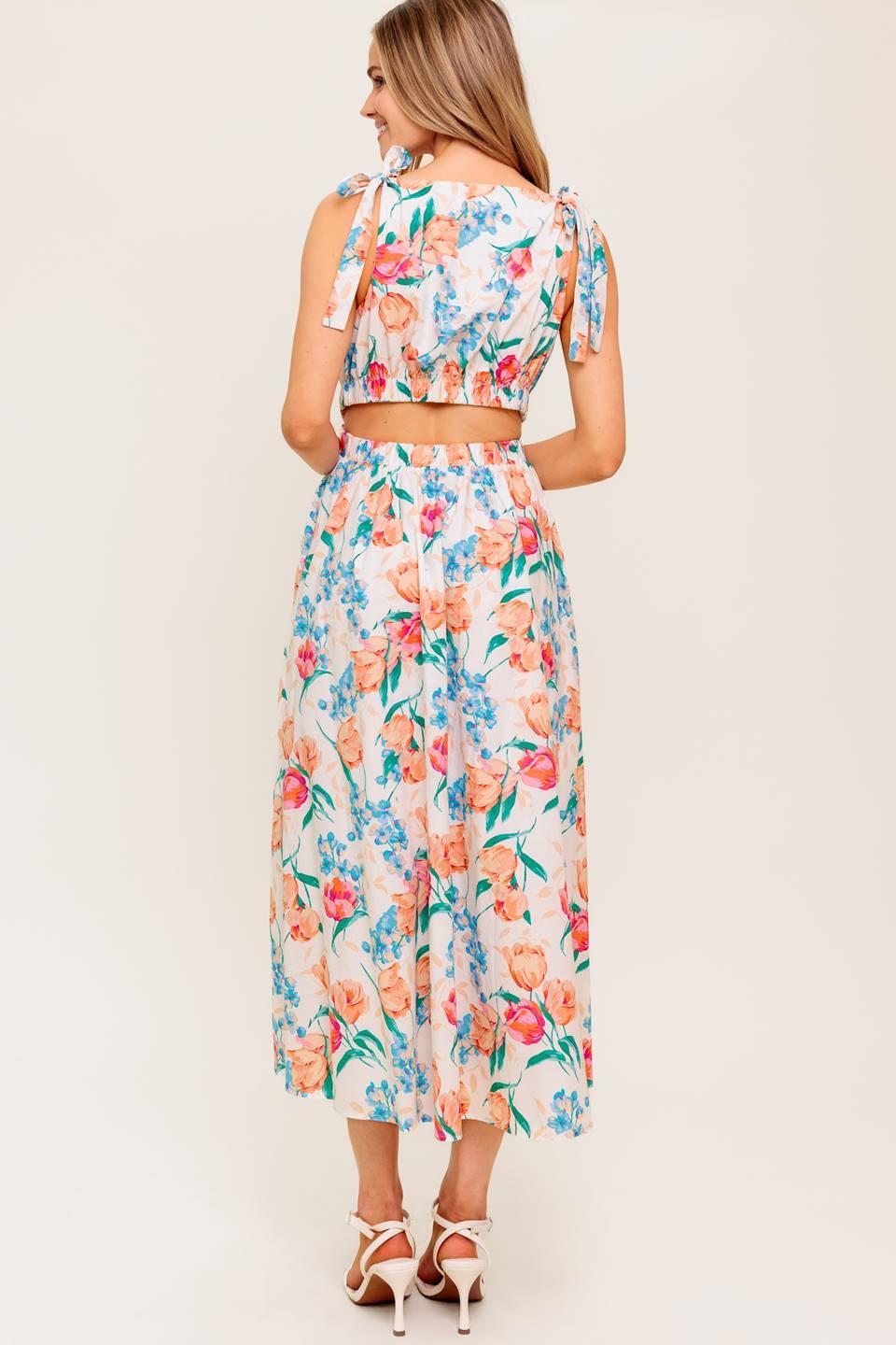 WHISPERING FLORA WOVEN MIDI DRESS - Glamourous Grace