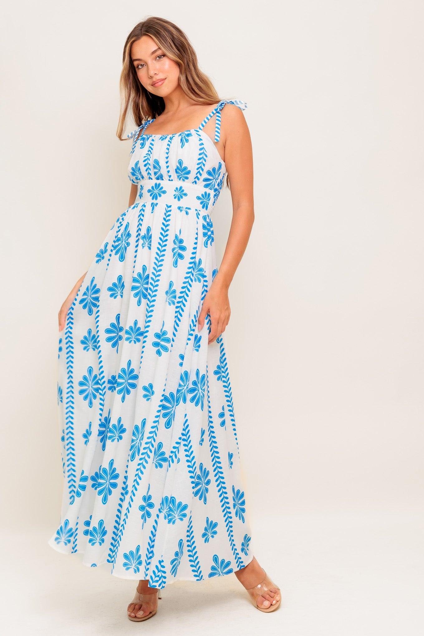 BLUE NOIR FLORAL WOVEN MAXI DRESS - Glamourous Grace