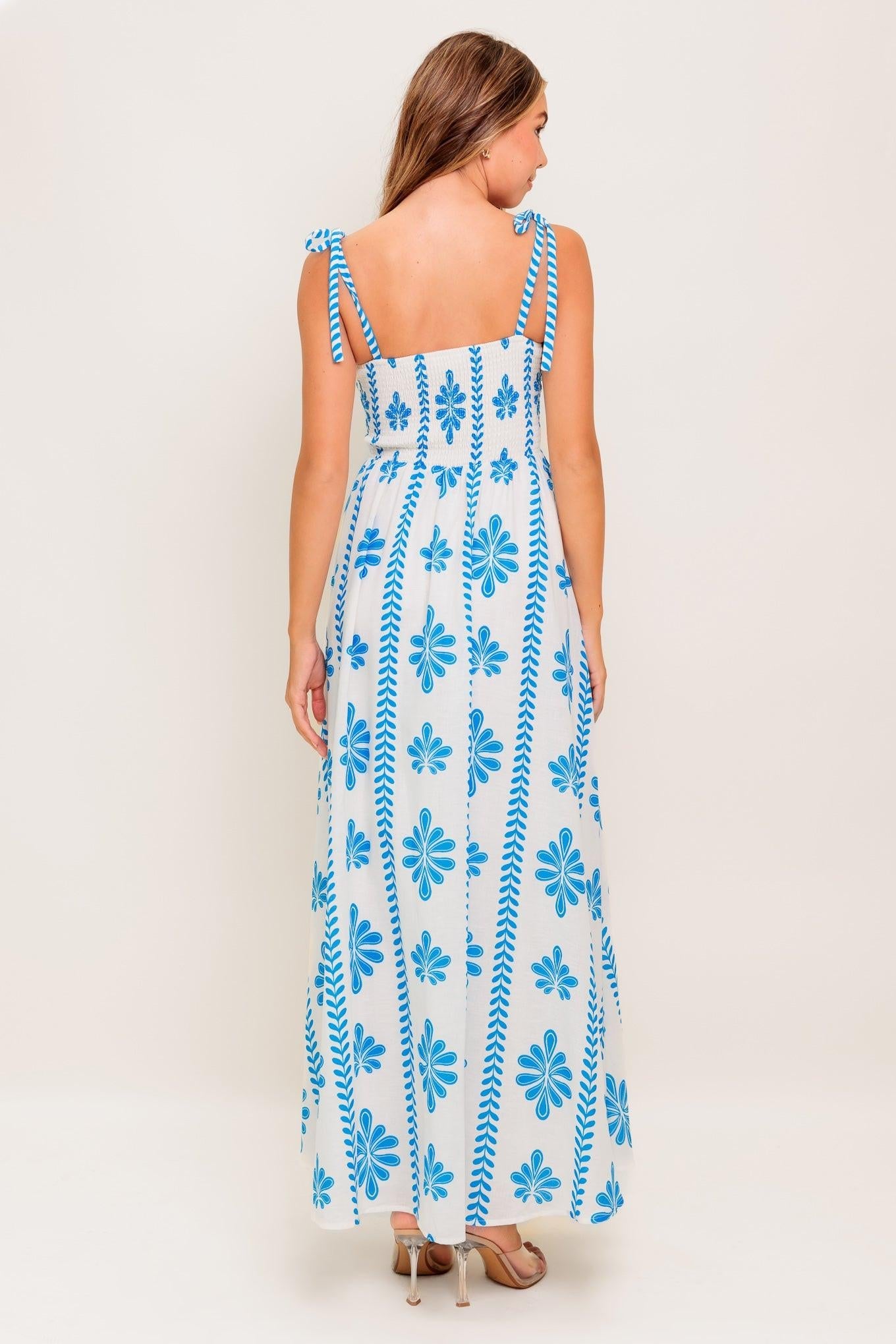 BLUE NOIR FLORAL WOVEN MAXI DRESS - Glamourous Grace