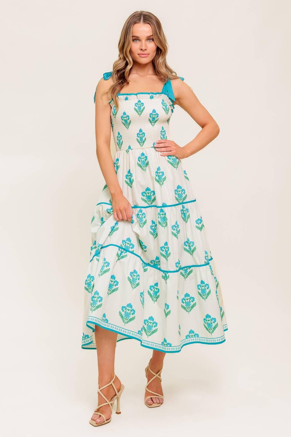 MIDNIGHT BOTANICA WOVEN MIDI DRESS - Glamourous Grace