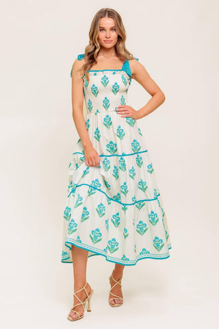 MIDNIGHT BOTANICA WOVEN MIDI DRESS - Glamourous Grace