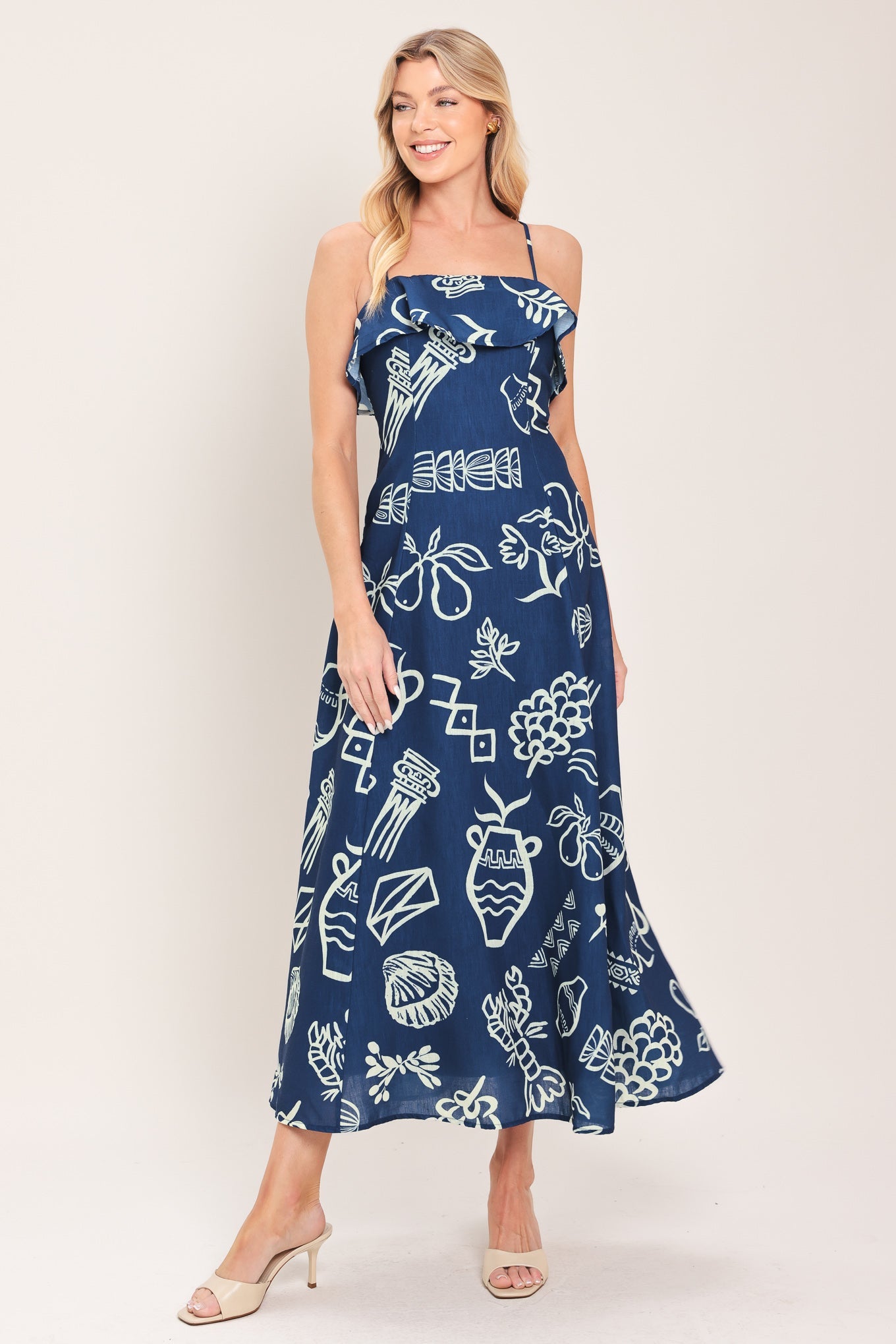 COASTAL SKETCH WOVEN MIDI DRESS - Glamourous Grace