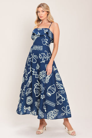 COASTAL SKETCH WOVEN MIDI DRESS - Glamourous Grace