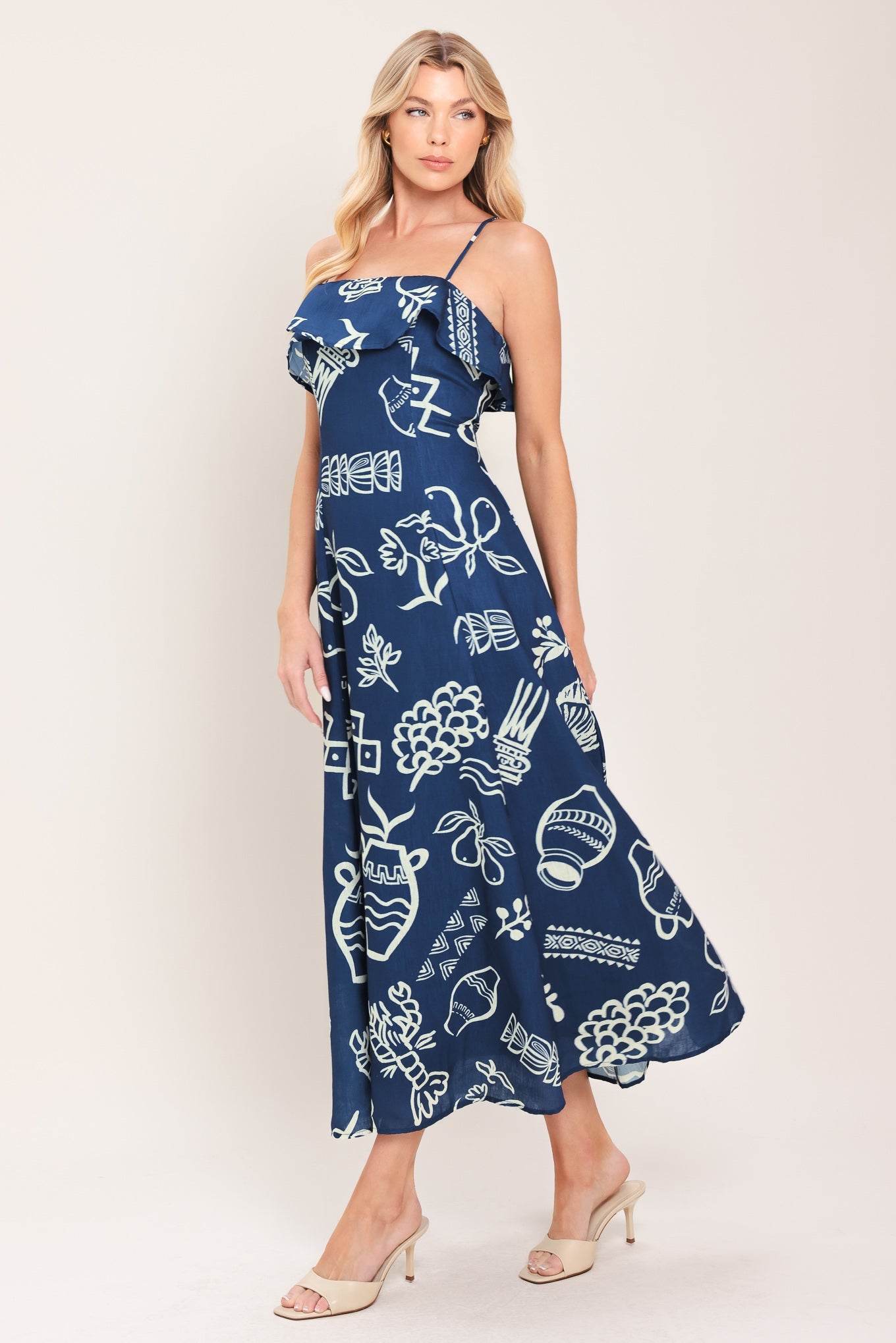 COASTAL SKETCH WOVEN MIDI DRESS - Glamourous Grace