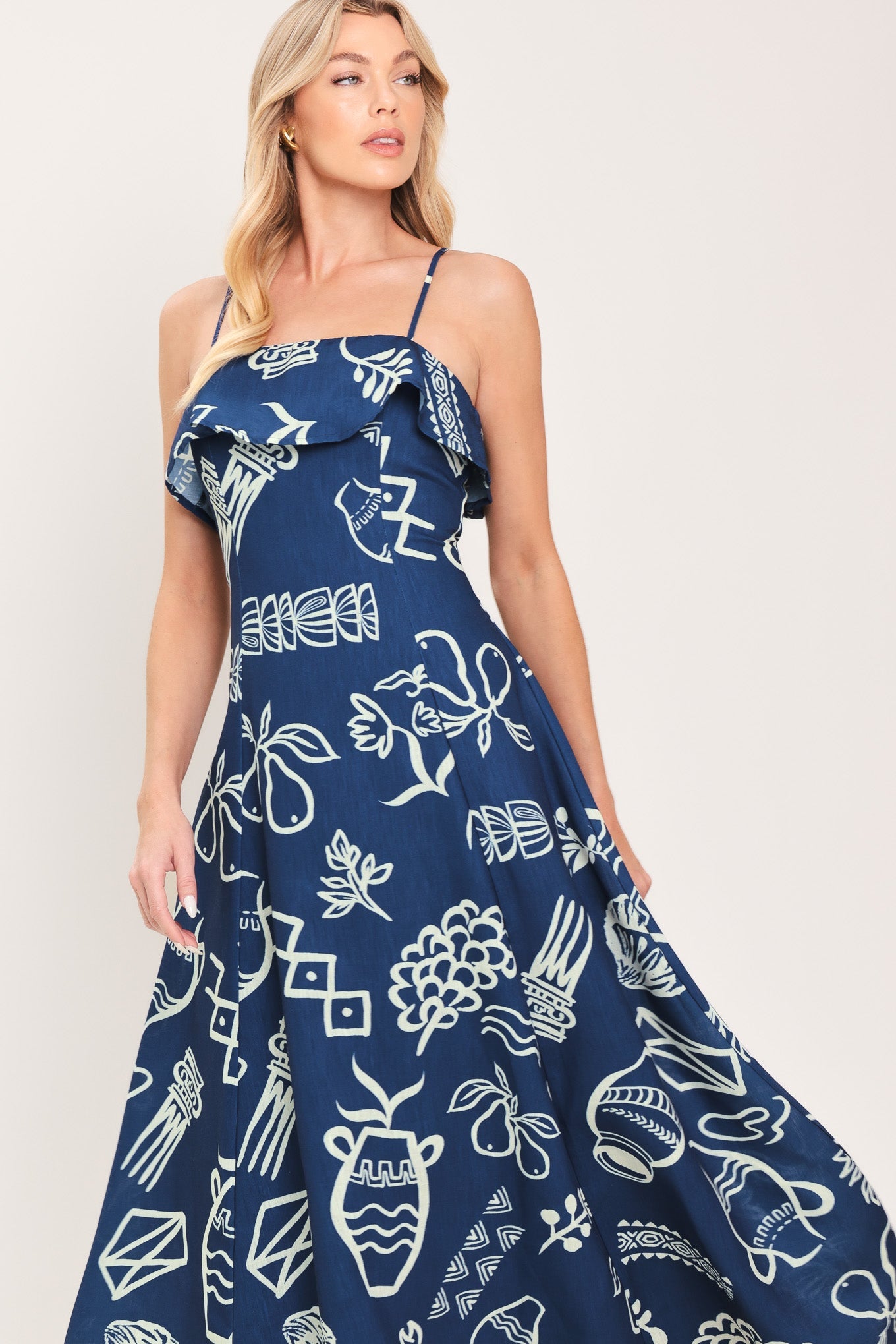 COASTAL SKETCH WOVEN MIDI DRESS - Glamourous Grace