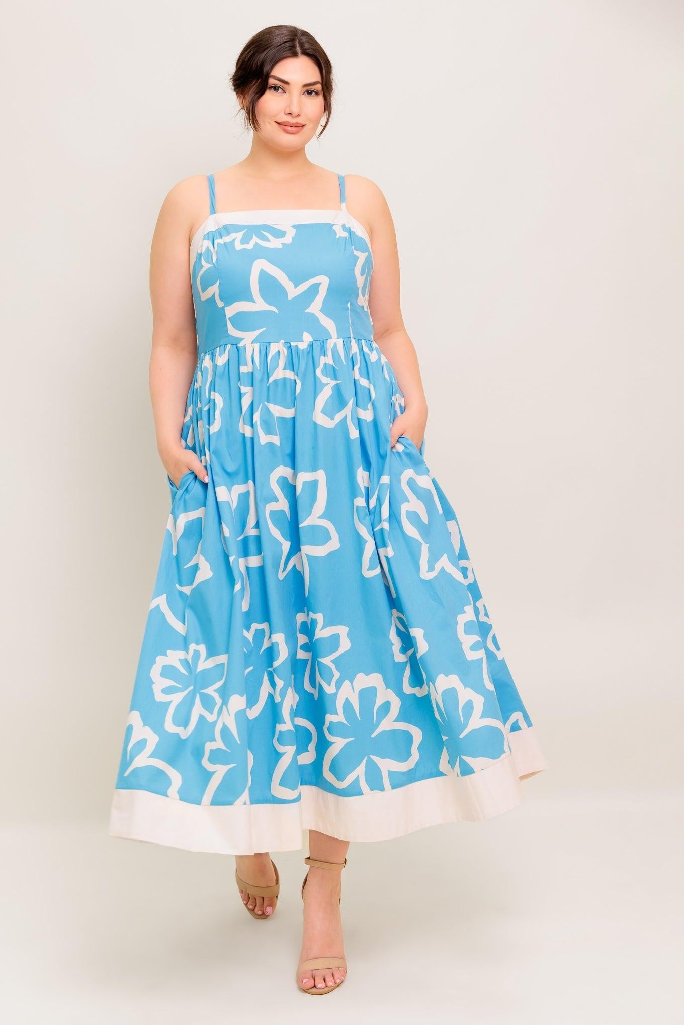 SERENE PETALS BLUE WOVEN MIDI DRESS - Glamourous Grace