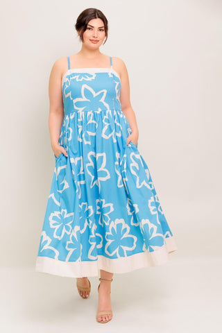 SERENE PETALS BLUE WOVEN MIDI DRESS - Glamourous Grace