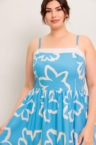 SERENE PETALS BLUE WOVEN MIDI DRESS - Glamourous Grace