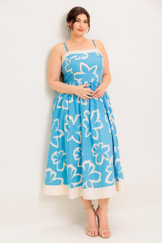 SERENE PETALS BLUE WOVEN MIDI DRESS - Glamourous Grace