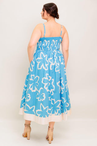 SERENE PETALS BLUE WOVEN MIDI DRESS - Glamourous Grace