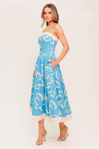 SERENE PETALS BLUE WOVEN MIDI DRESS - Glamourous Grace