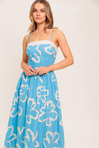 SERENE PETALS BLUE WOVEN MIDI DRESS - Glamourous Grace