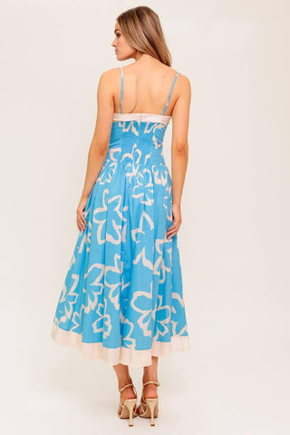 SERENE PETALS BLUE WOVEN MIDI DRESS - Glamourous Grace