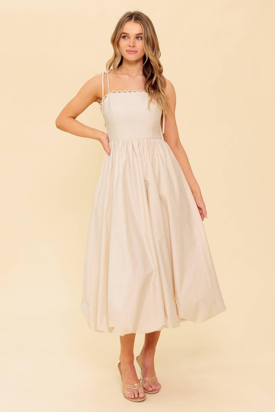 REGAL CUTIE CREAM WOVEN MIDI DRESS - Glamourous Grace