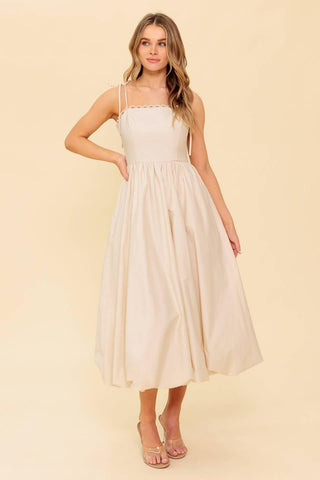 REGAL CUTIE CREAM WOVEN MIDI DRESS - Glamourous Grace