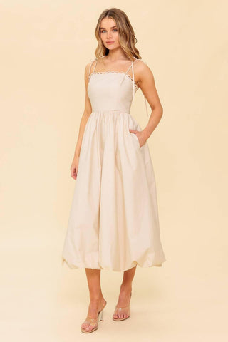 REGAL CUTIE CREAM WOVEN MIDI DRESS - Glamourous Grace
