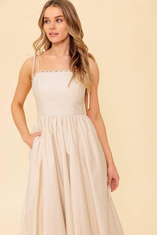 REGAL CUTIE CREAM WOVEN MIDI DRESS - Glamourous Grace