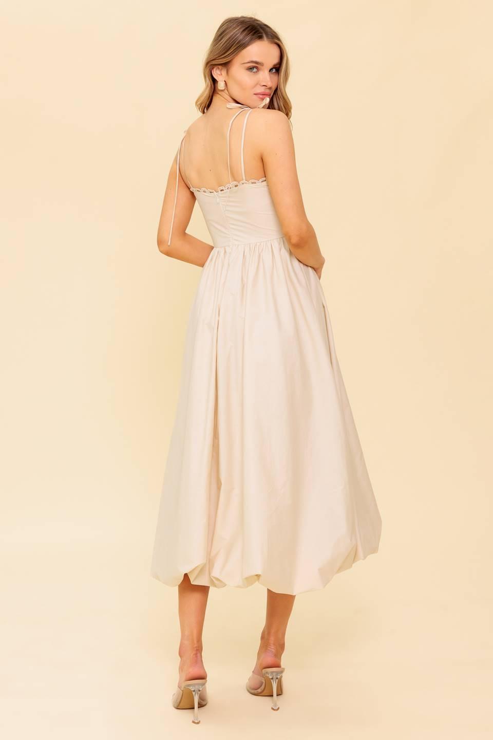 REGAL CUTIE CREAM WOVEN MIDI DRESS - Glamourous Grace