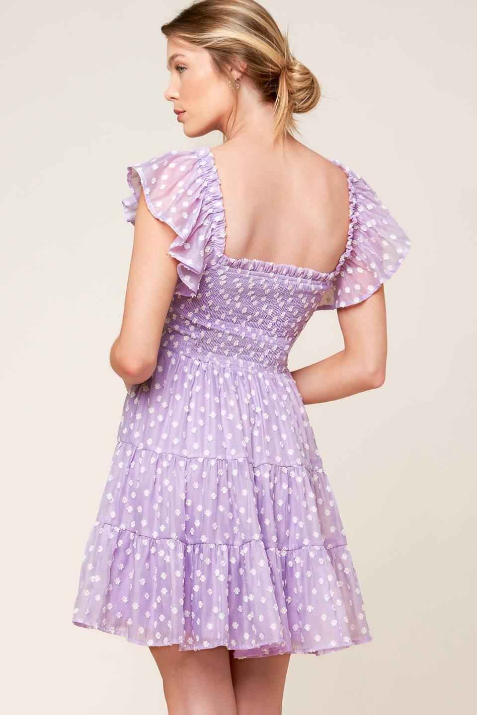 PLAYFULLY POSH LAVENDER WOVEN MINI DRESS - Glamourous Grace